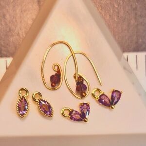 Elegant 14K Gold Filled Earrings and Amethyst Dangles Set